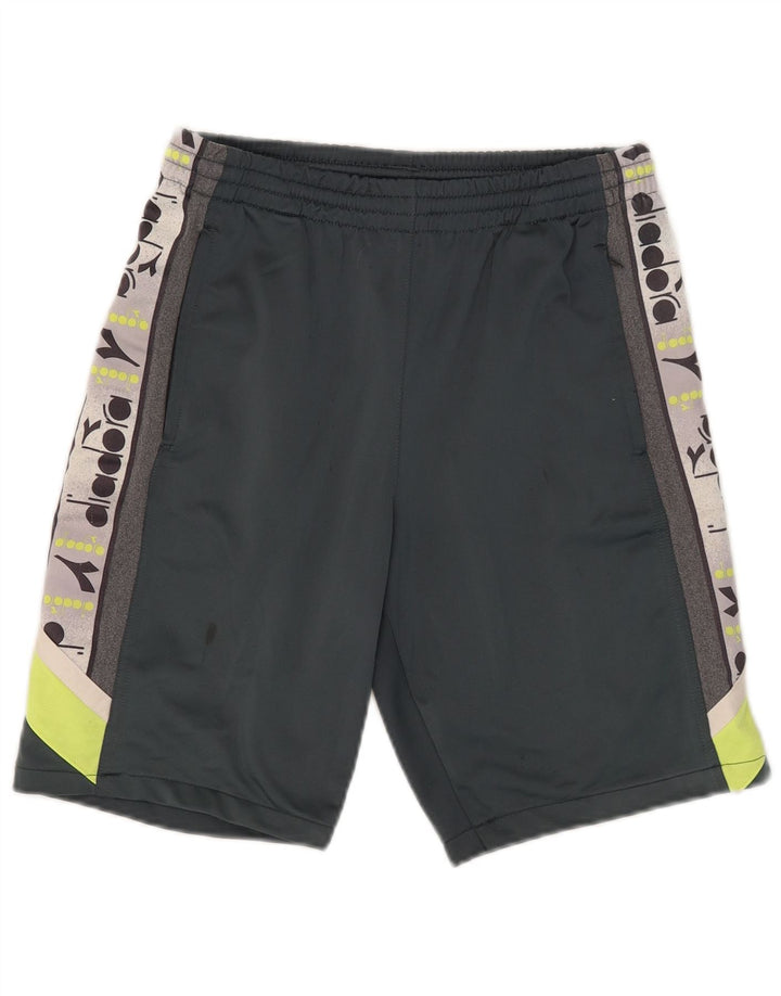 Diadora Herren-Sportshorts mit Grafik, mittelgraues Colourblock-Polyester