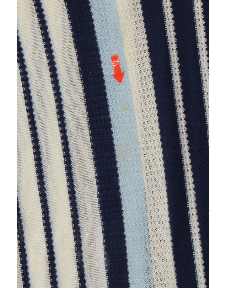 VINTAGE Womens Boat Neck Jumper Sweater IT 42 Medium Navy Blue Striped Vintage Vintage and Second-Hand Vintage from Messina Hembry 