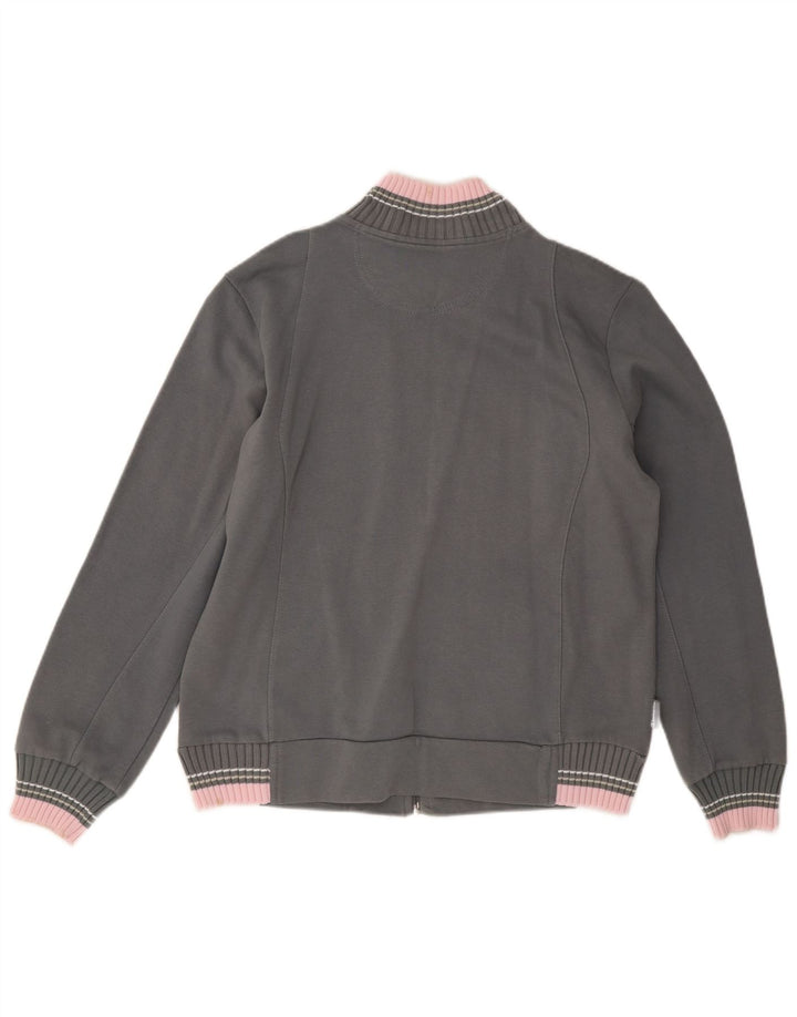 Champion Damen-Trainingsanzug-Top-Jacke, UK 14, mittelgraue Colourblock-Baumwolle