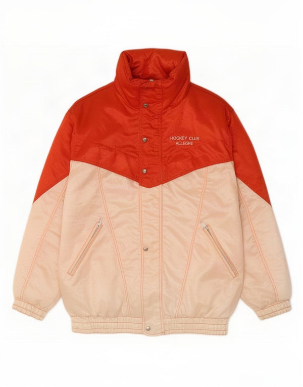 Vintage Herren Skijacke mit Kapuze UK 40 Large Orange Colourblock