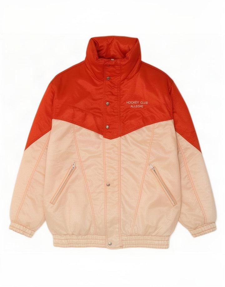 Vintage Herren Skijacke mit Kapuze UK 40 Large Orange Colourblock