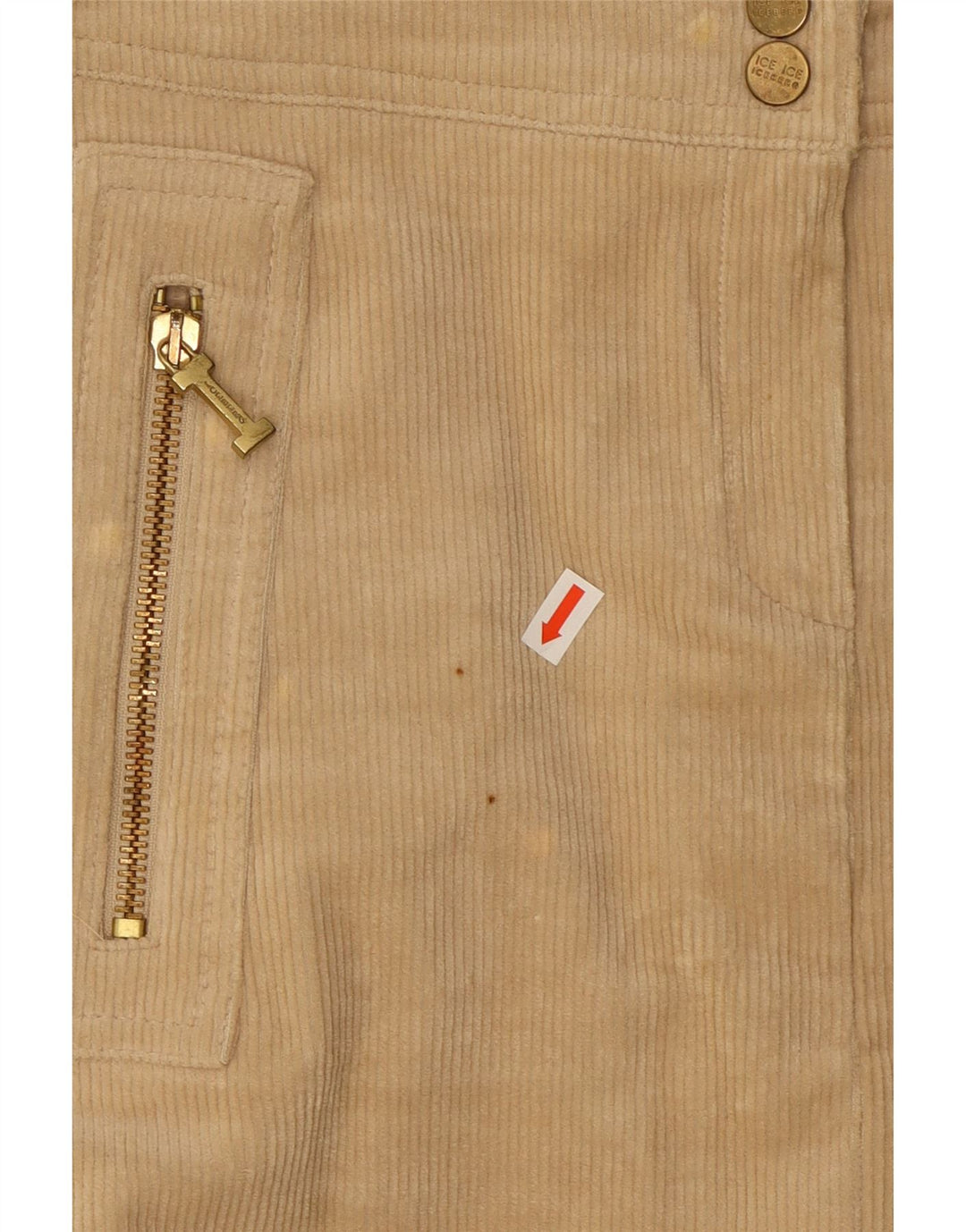 Iceberg Damen Mini-Cordrock W28 Mittelbeige Baumwolle