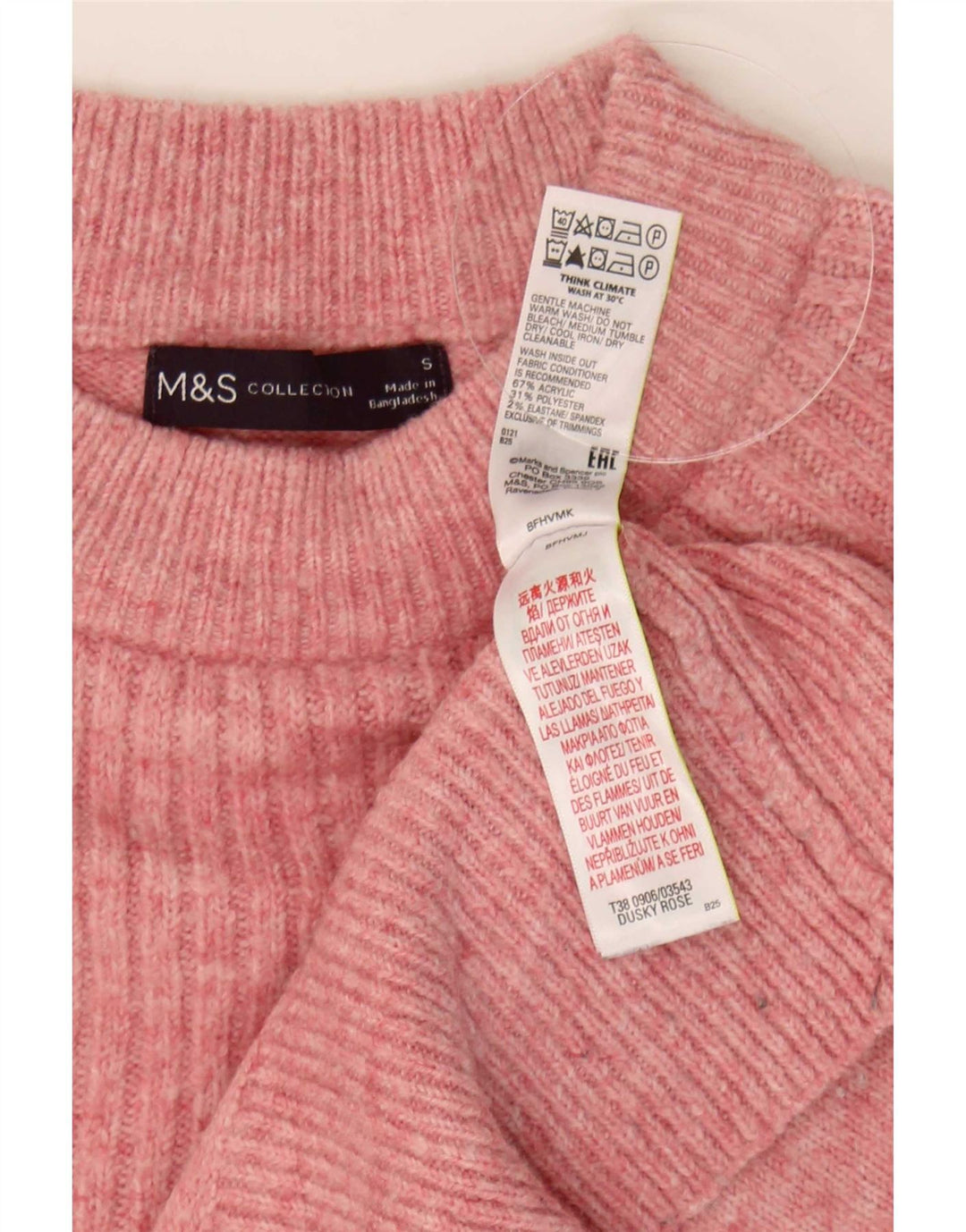 Marks & Spencer Damen-Pullover, übergroß, Rundhalsausschnitt, Gr. 10, Größe S, Rosa
