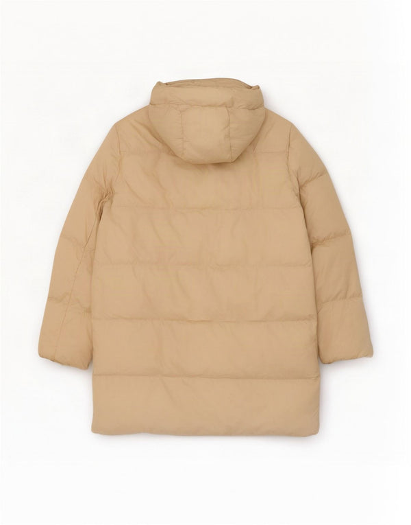 Zara Damen-Kapuzen-Übergröße, gepolsterter Mantel, UK 6, XS, Beige, Polyester