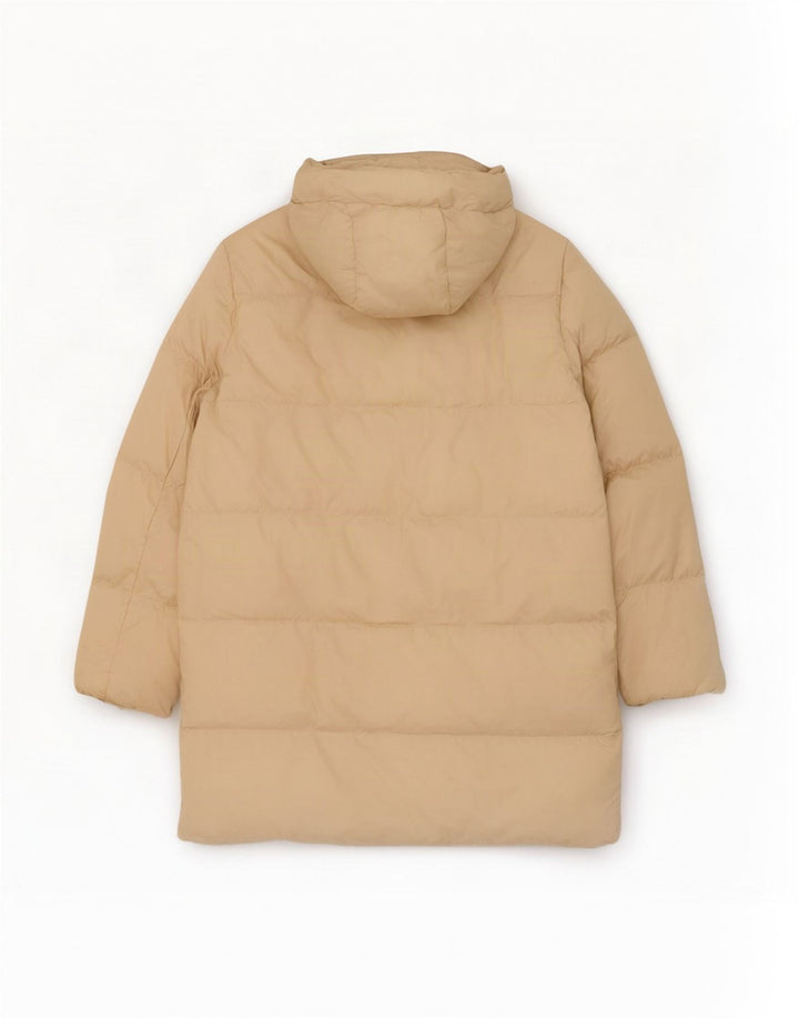Zara Damen-Kapuzen-Übergröße, gepolsterter Mantel, UK 6, XS, Beige, Polyester