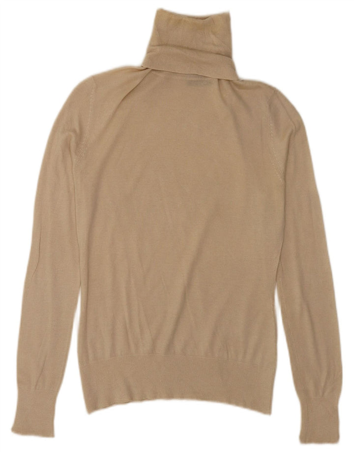 Massimo Dutti Damen-Pullover mit Rollkragen, Gr. 10, Größe S, Beige, Seide