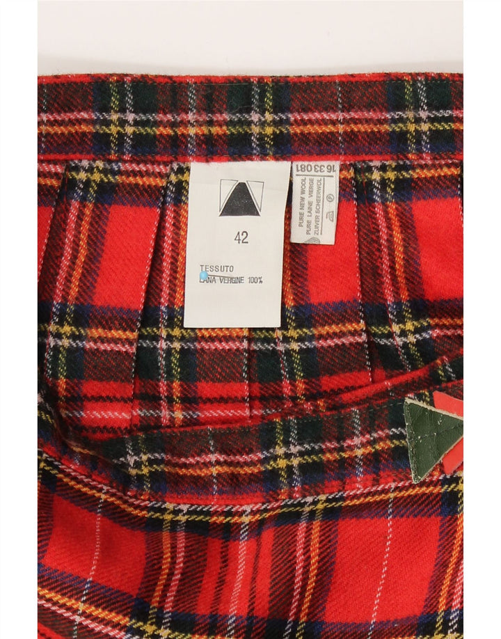 Vintage Damen Wickelrock IT 42 Medium W26 Rot karierte Schurwolle