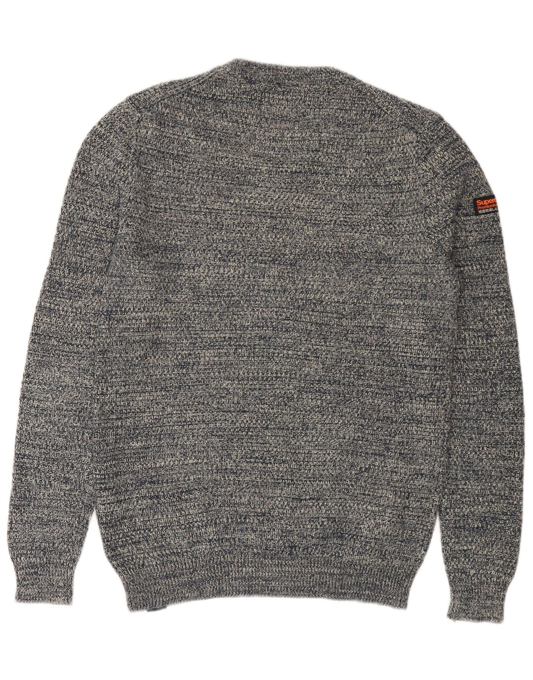 SUPERDRY Herren-Pullover mit Rundhalsausschnitt, Größe S, marineblau gesprenkelte Baumwolle