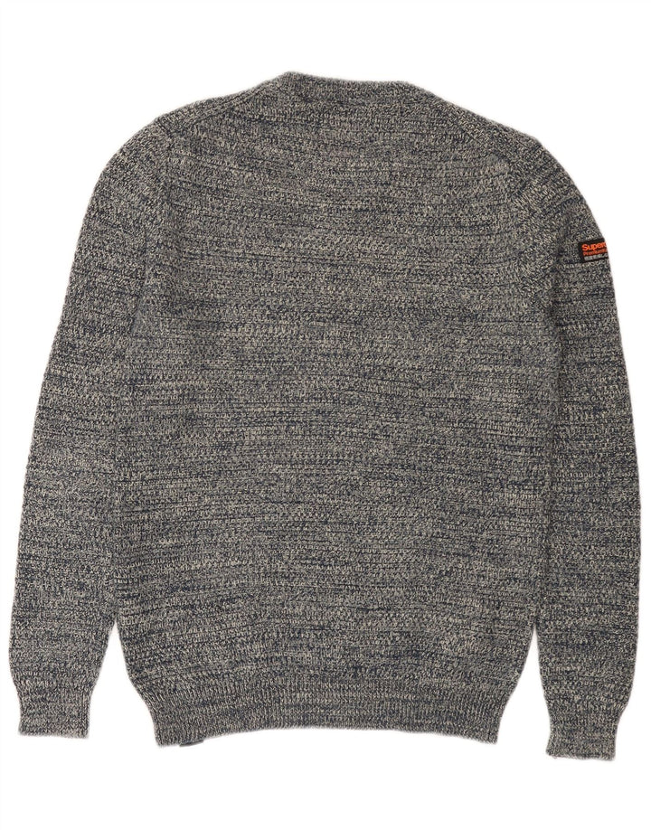 SUPERDRY Herren-Pullover mit Rundhalsausschnitt, Größe S, marineblau gesprenkelte Baumwolle