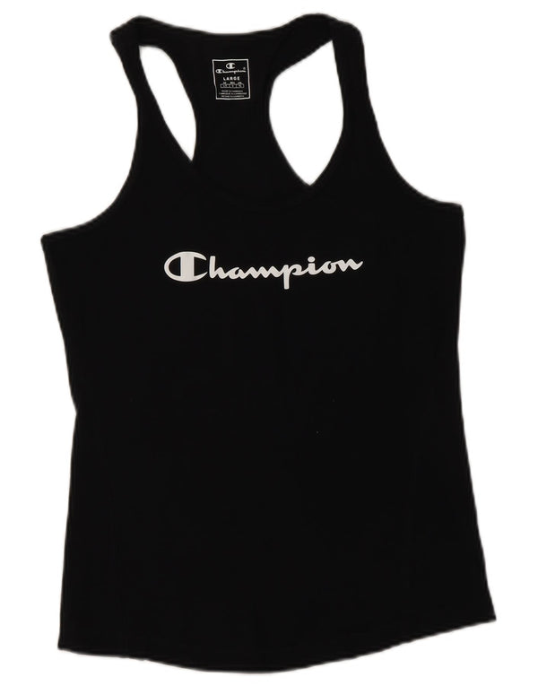 CHAMPION Damen Grafik-Trägershirt UK 14 Large Schwarz
