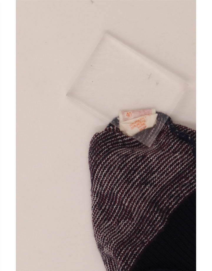 VINTAGE Herren-Pullover mit Rundhalsausschnitt, UK 40, mittleres Burgunderrot, Fair Isle