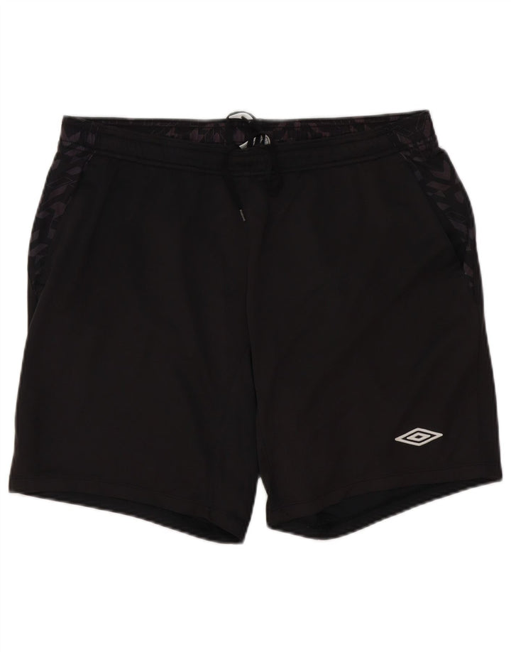 UMBRO Mens Sport Shorts Large  Black Geometric Polyester
