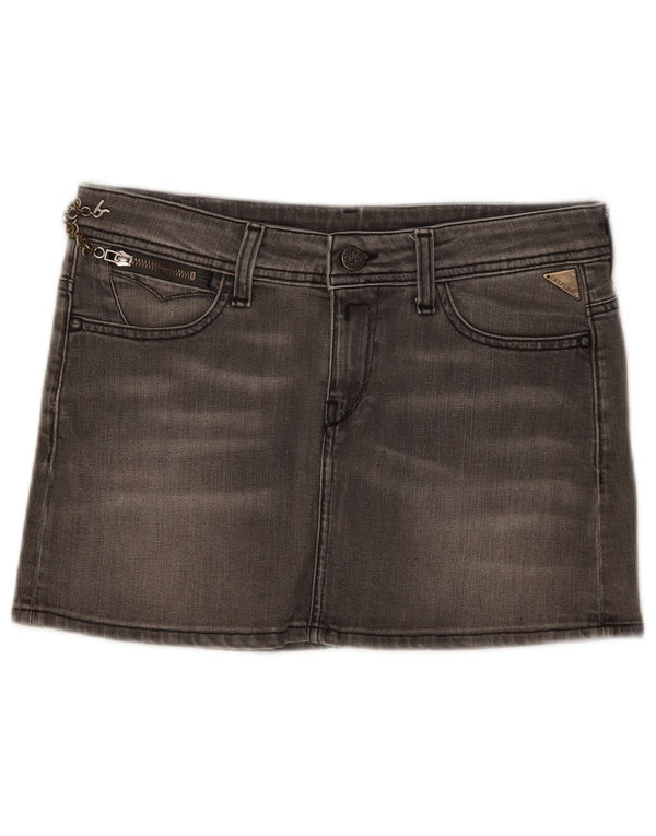 Replay Mini-Jeansrock für Damen, W28, mittelgraue Baumwolle