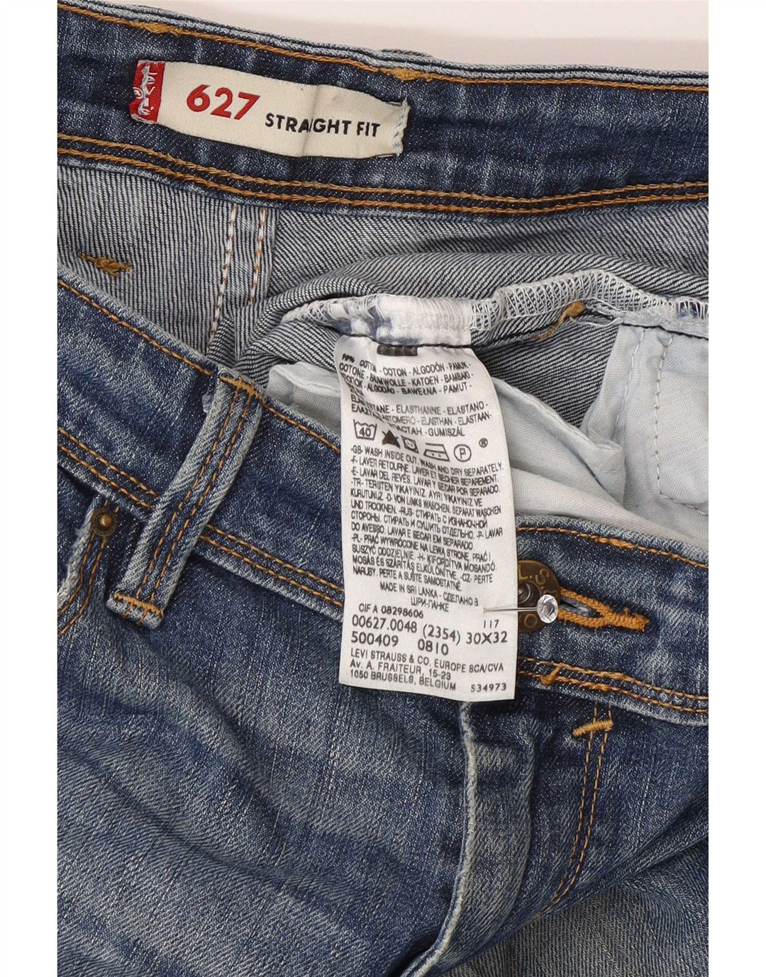 Levi's Herren 627 Straight Jeans W30 L32 Blaue Baumwolle