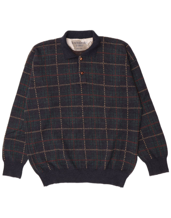 Lambers Herren Rollkragenpullover Pullover IT 56 XL Marineblau kariert