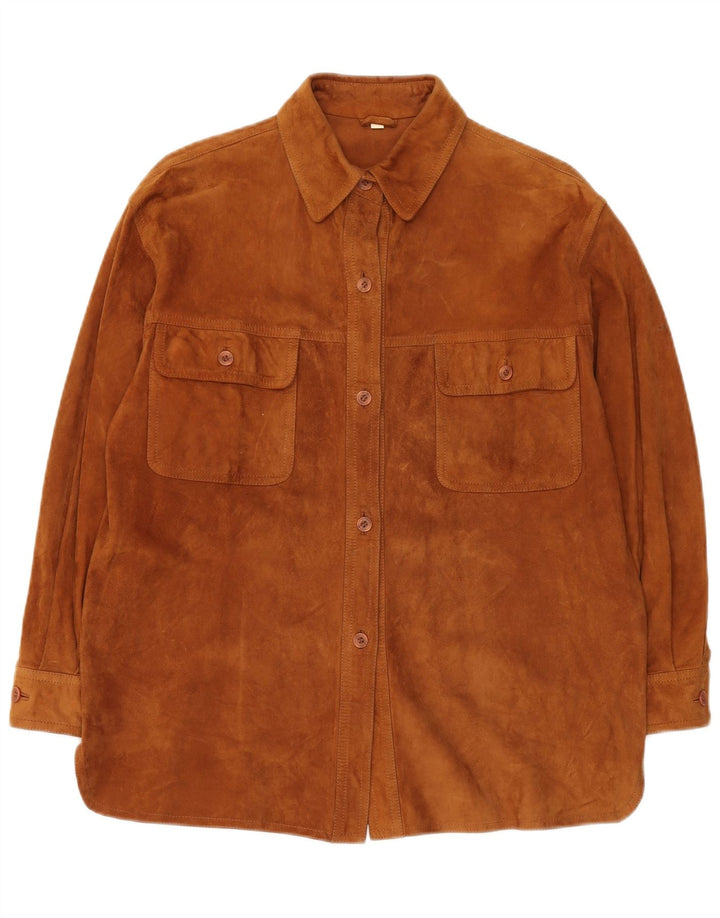 Vintage Damen Overshirt Wildledershirt IT 42 Mittelbraun