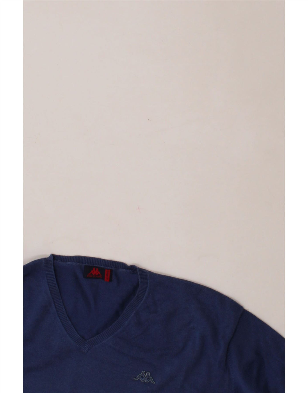 KAPPA Mens V-Neck Jumper Sweater XL Blue Cotton Vintage Kappa and Second-Hand Kappa from Messina Hembry 