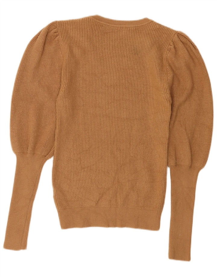 Zara Damen-Pullover mit Rundhalsausschnitt, Größe S, braun, Viskose