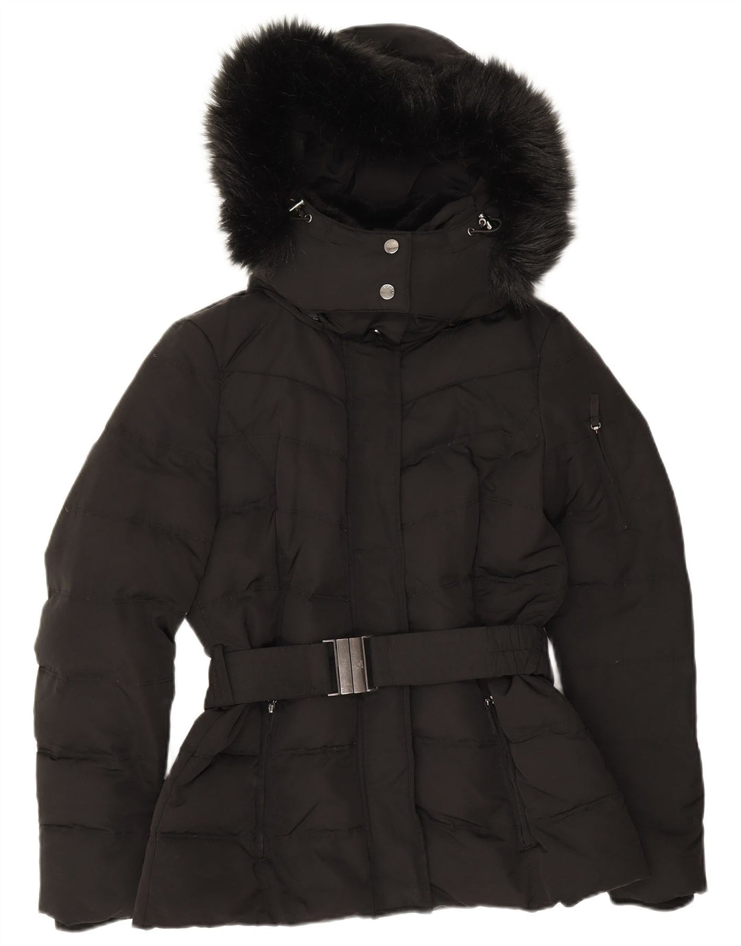 Esprit Damen-Kapuzen-Übergröße, wattierte Jacke, UK 10, Größe S, Schwarz, Polyester
