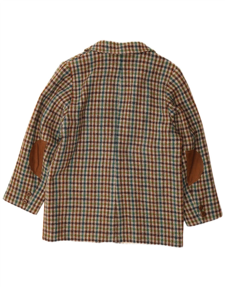 Harris Tweed Damen 2-Knopf-Blazerjacke EU 42 Großer grüner Hahnentritt