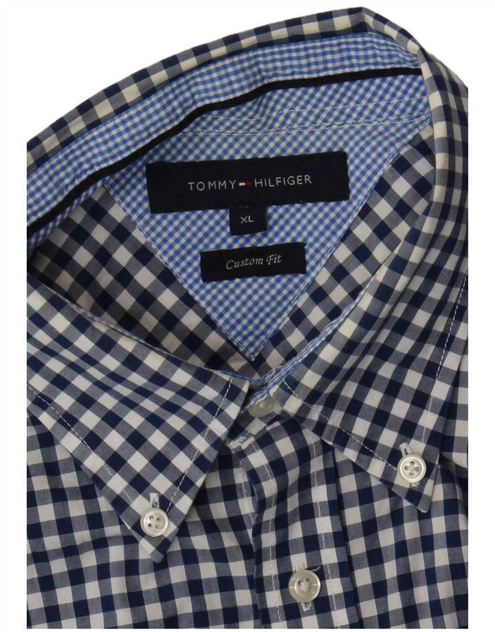 TOMMY HILFIGER Herren Custom Fit Kurzarmhemd XL Marineblau Gingham