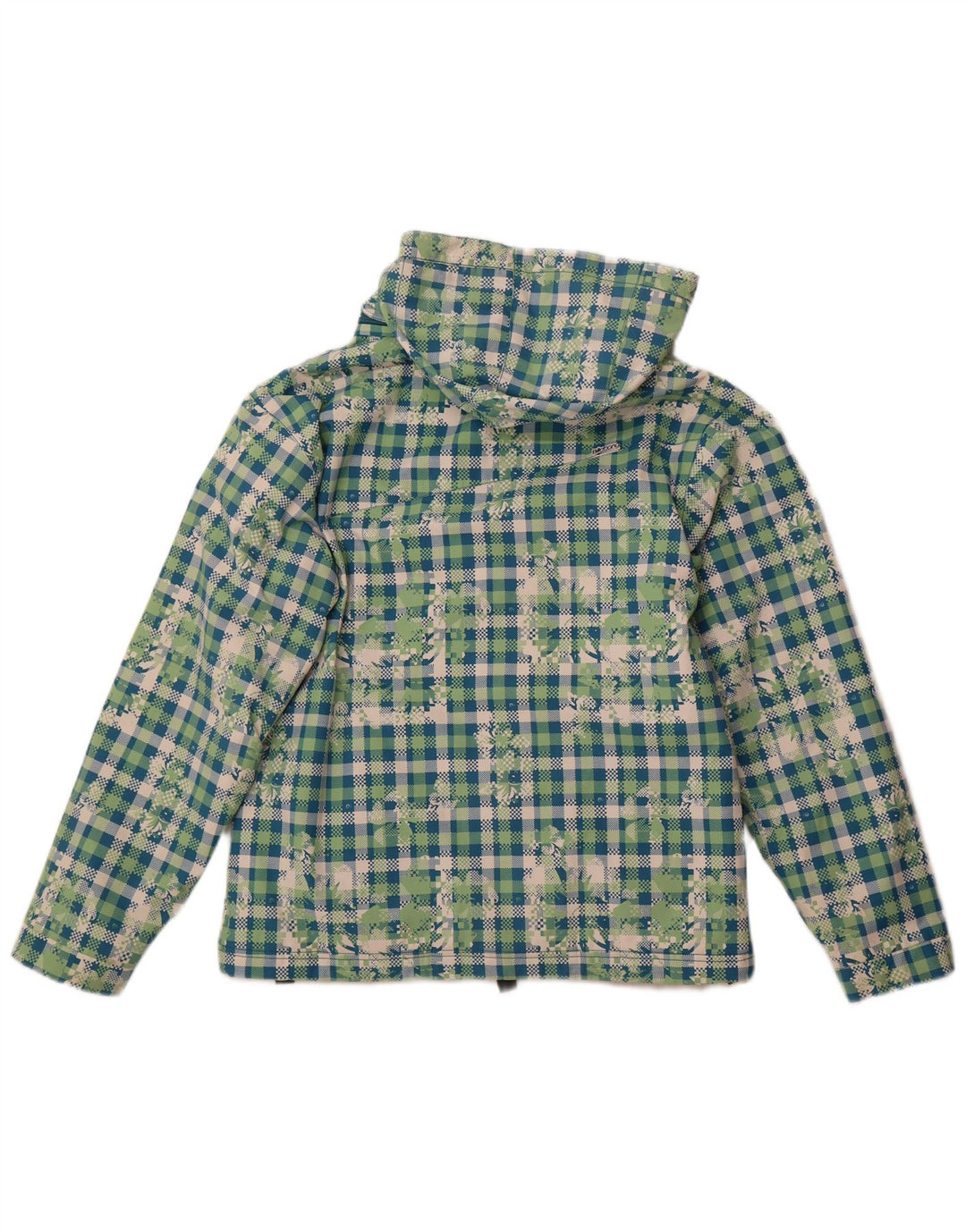 BILLABONG Damen-Windbreakerjacke mit Kapuze, Gr. 14, groß, grün kariert