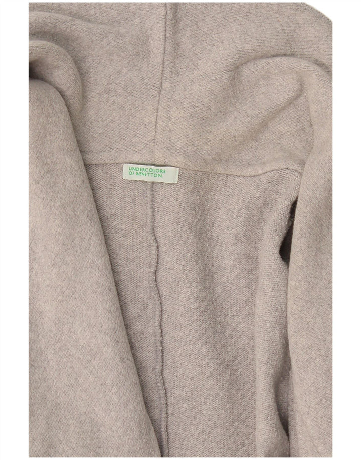 Benetton Damen Longline Open Cardigan Pullover UK 14 Mittelgrau