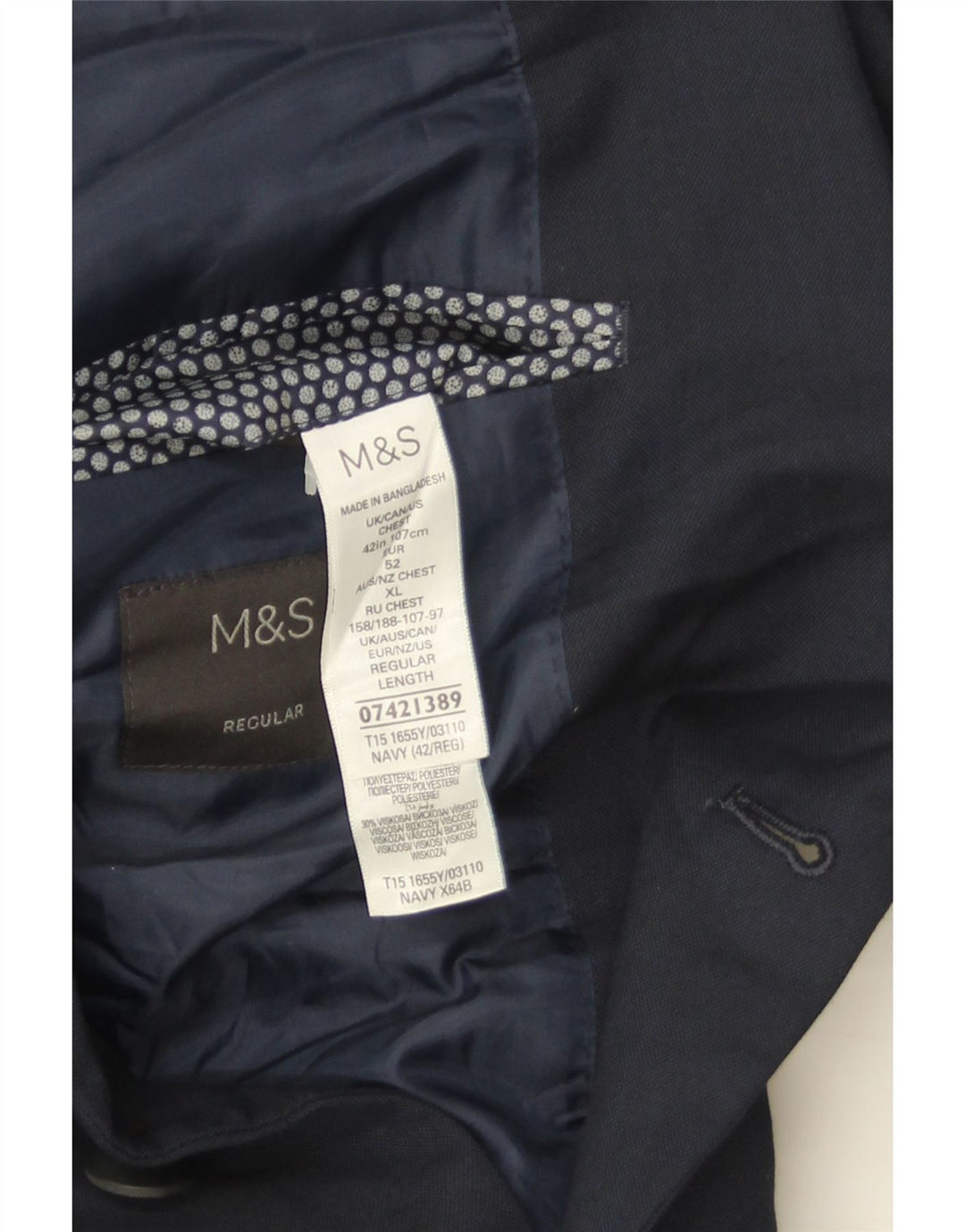 Marks & Spencer Herren-Blazer mit 2 Knöpfen, Gr. 42, Marineblau