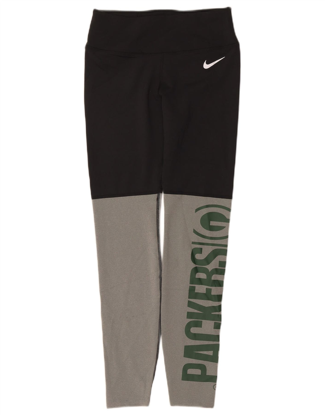 NIKE Womens Green Bay Packers Leggings UK 12 Medium Black Colourblock