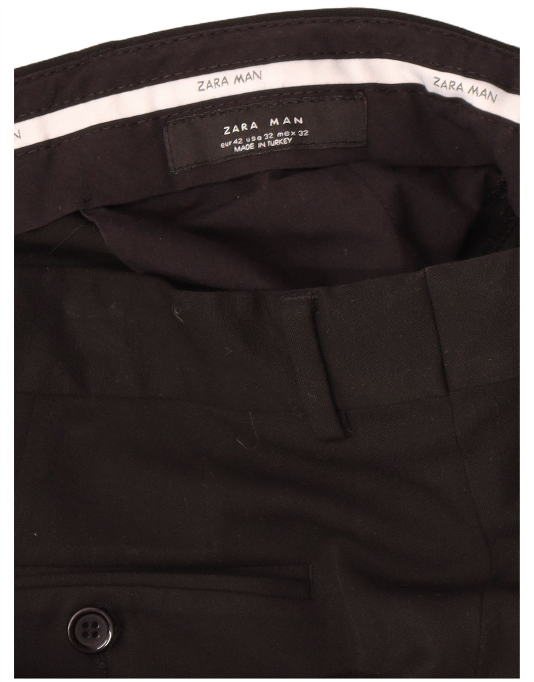 Gerade Anzughose für Herren von Zara, EU 42, Größe L, W34, L34, Schwarz, Polyester