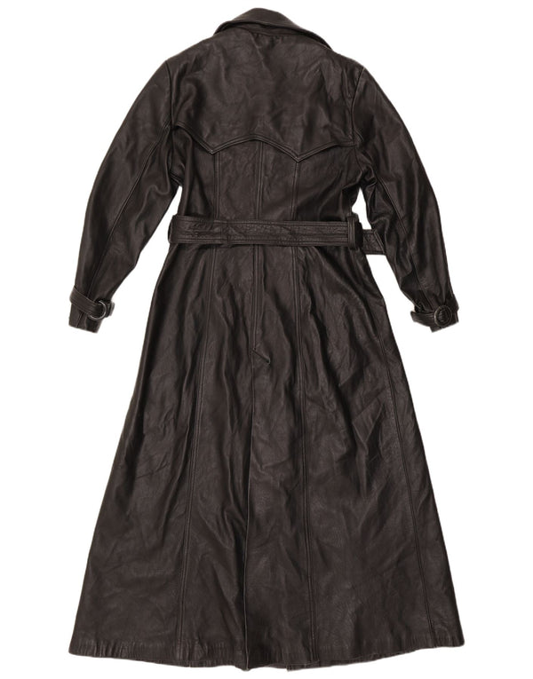 Vintage Damen Ledermantel UK 16 Large Schwarz