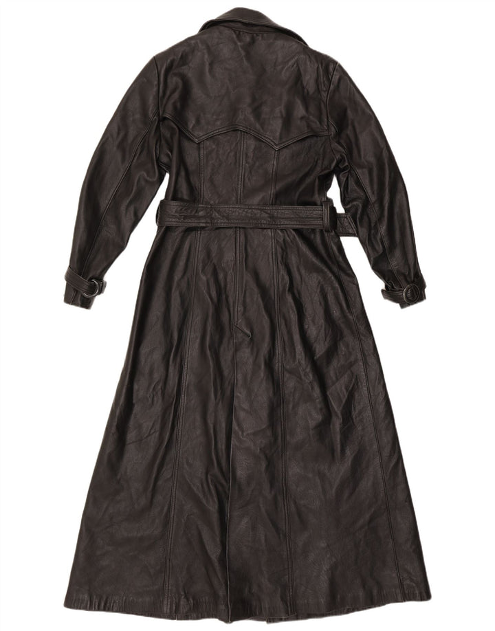 Vintage Damen Ledermantel UK 16 Large Schwarz