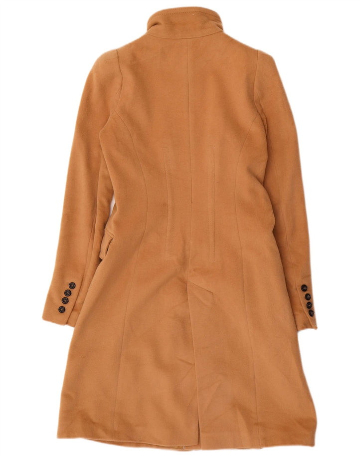 ZARA Damen Zweireihiger Mantel UK 12 Mittelbraune Wolle