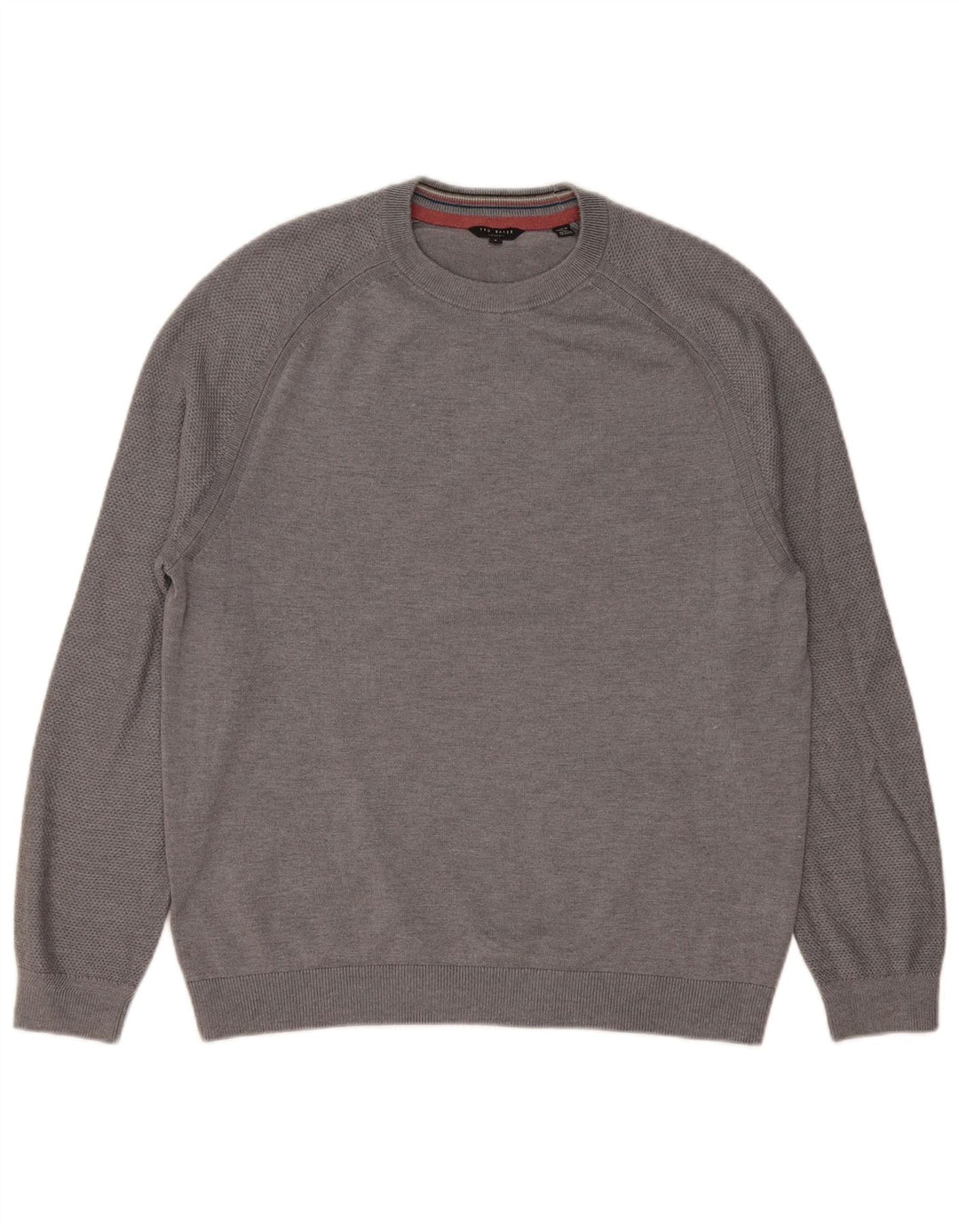 Ted Baker Herren-Pullover mit Rundhalsausschnitt, Größe 4, groß, graues Polyester