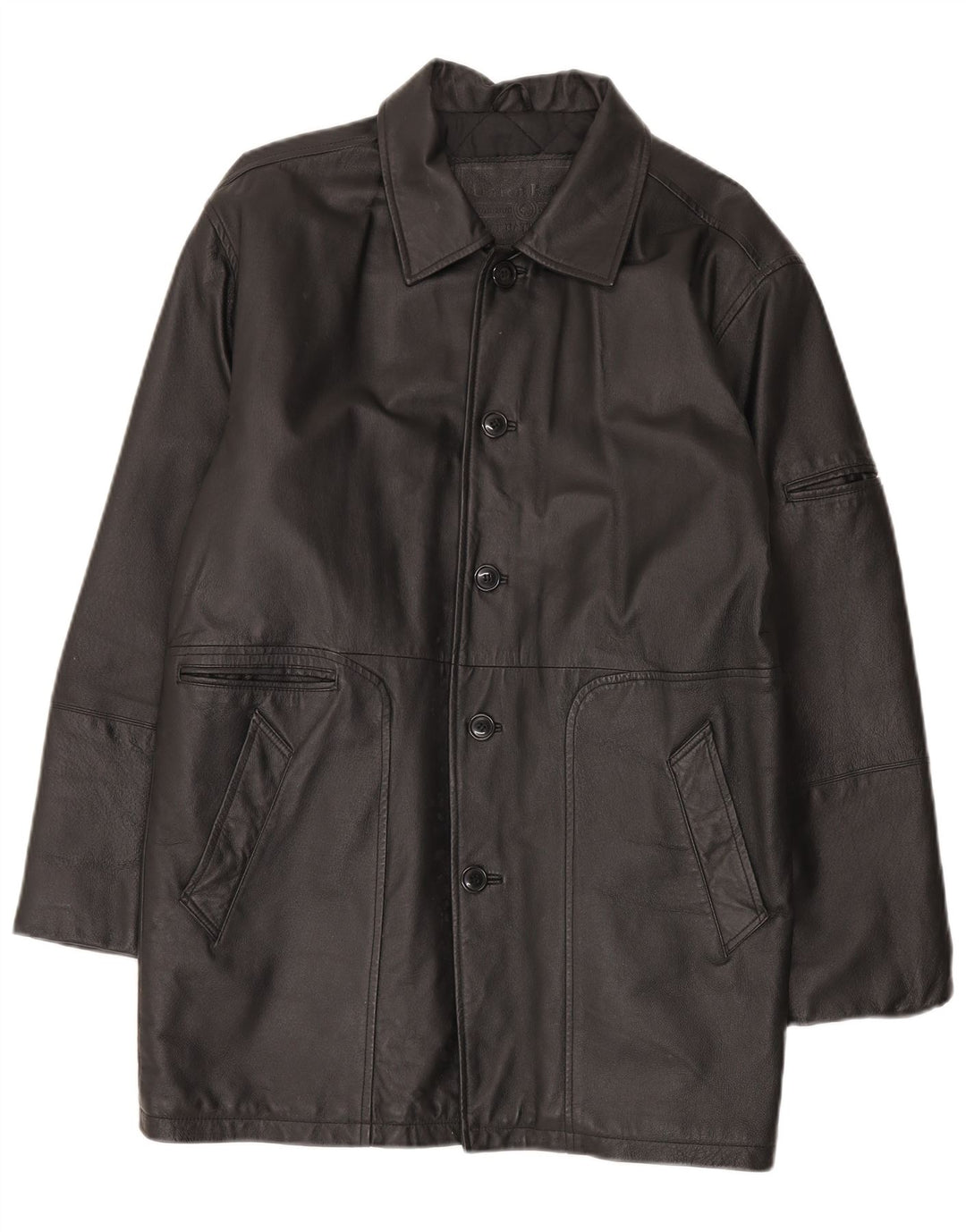 Union River Herren-Ledermantel, Größe 41/43, großes schwarzes Leder