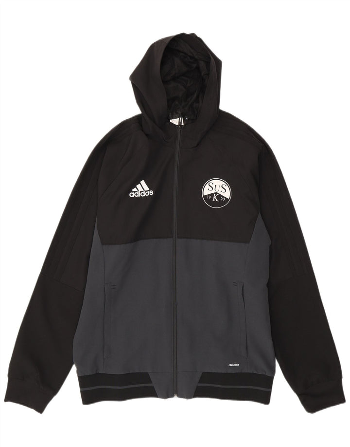 Adidas Herren-Trainingsanzug mit Kapuze, mittelgroß, Schwarz, Farbblock