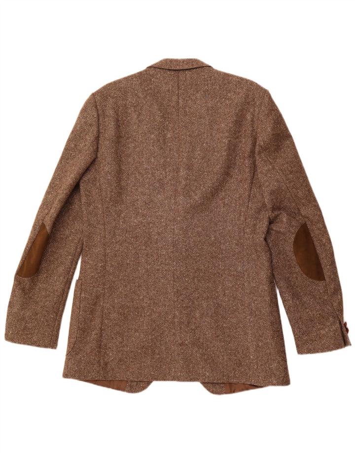 VINTAGE Herren-Blazer mit 2 Knöpfen, UK 38, mittelbraun gefleckte Schurwolle