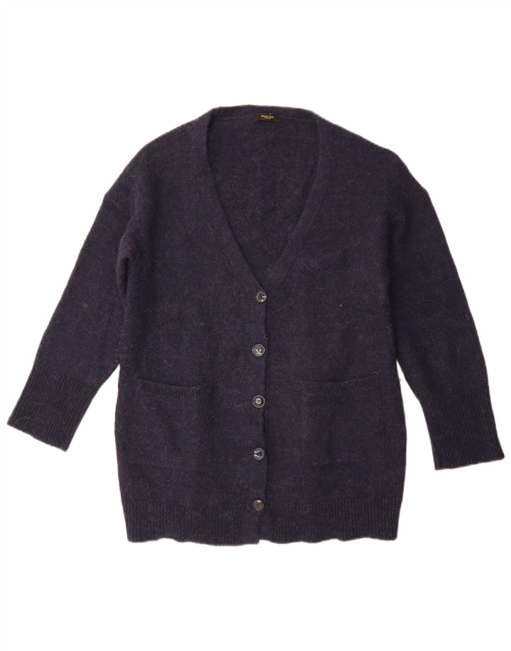 Massimo Dutti Damen Strickjacke Pullover UK 10 Small Marineblau Polyamid