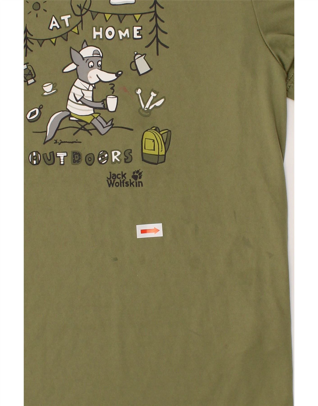 JACK WOLFSKIN Boys Graphic T-Shirt Top 5-6 Years Green Polyester Vintage Jack Wolfskin and Second-Hand Jack Wolfskin from Messina Hembry 