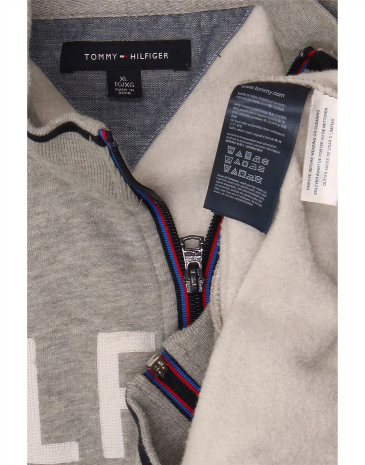 TOMMY HILFIGER Herren Grafik-Trainingsanzug-Oberteil, Jacke, XL, graue Baumwolle