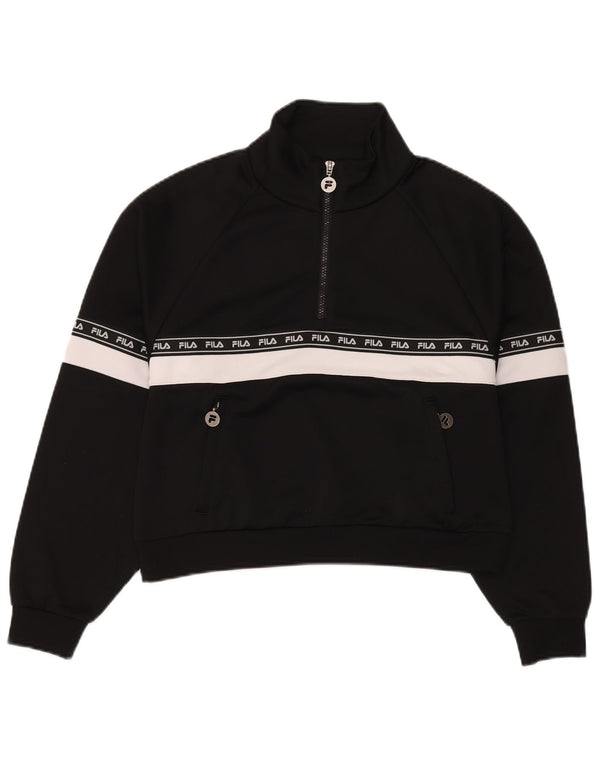 Fila Damen Grafik-Sweatshirt-Pullover UK 14 Medium Black Colourblock Sports