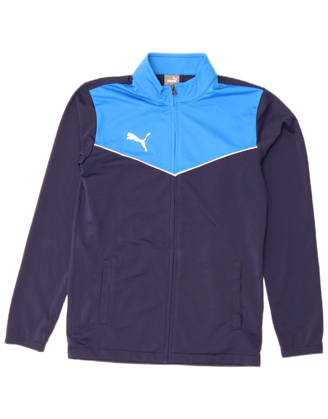 Puma Herren-Trainingsanzug-Top-Jacke, klein, marineblaues Farbblock-Polyester