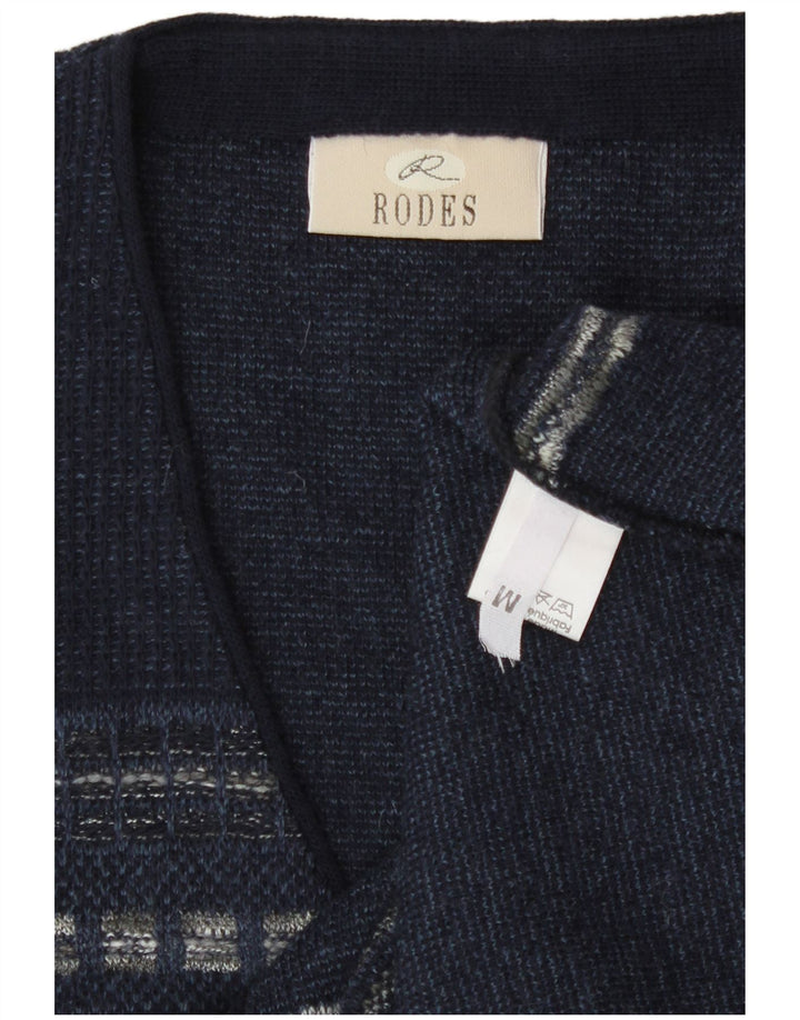 Rodes Herren ärmelloser Cardigan-Pullover, mittleres Marineblau, Fair Isle-Muster