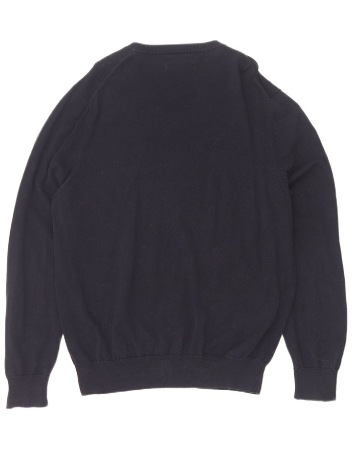 Marks & Spencer Herren-Pullover mit V-Ausschnitt, groß, marineblaue Baumwolle