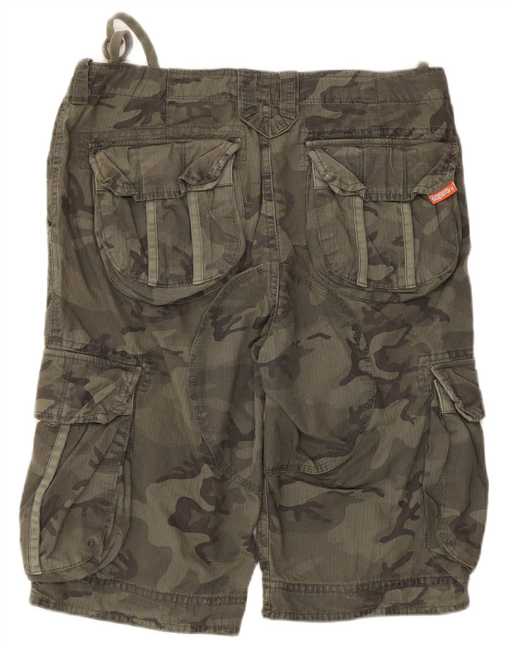 Superdry Herren Cargoshorts Medium W32 Khaki Camouflage Baumwolle