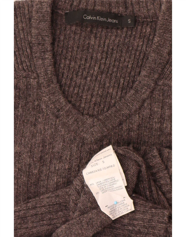 Calvin Klein Jeans Herren-Pullover mit V-Ausschnitt, klein, grau gefleckte Wolle