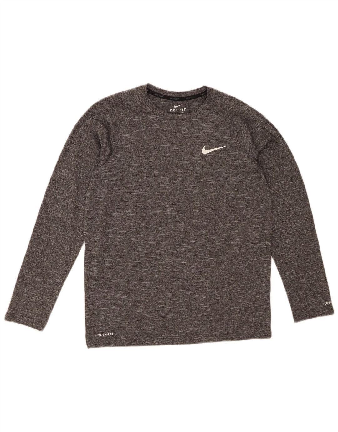 NIKE Mens Top Long Sleeve Small Grey Flecked Polyester