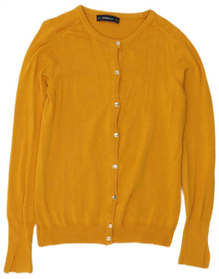 ZARA Damen-Cardigan-Pullover UK 10 Small Gelb