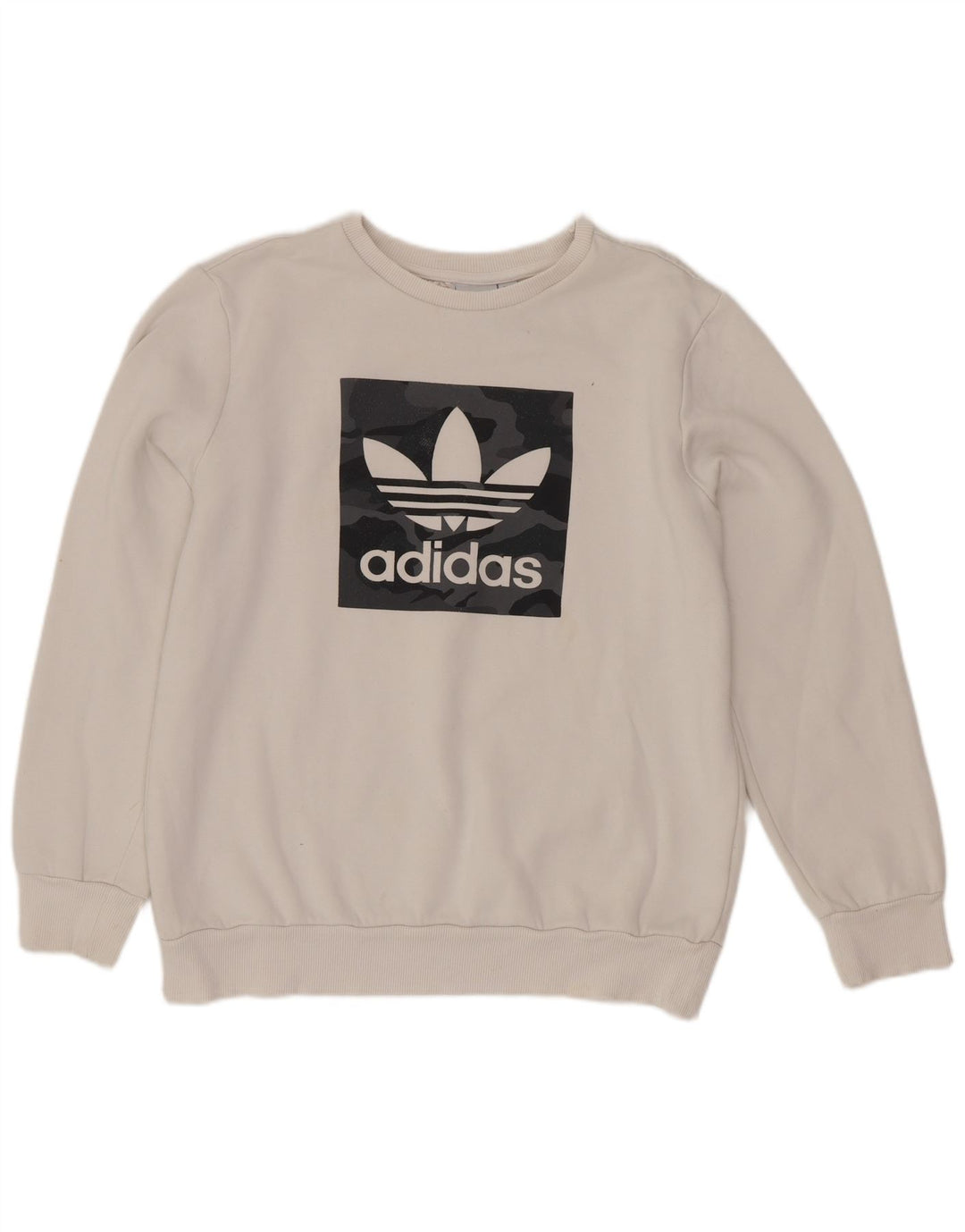 Adidas Jungen Grafik-Sweatshirt-Pullover, 13–14 Jahre, weiße Baumwolle