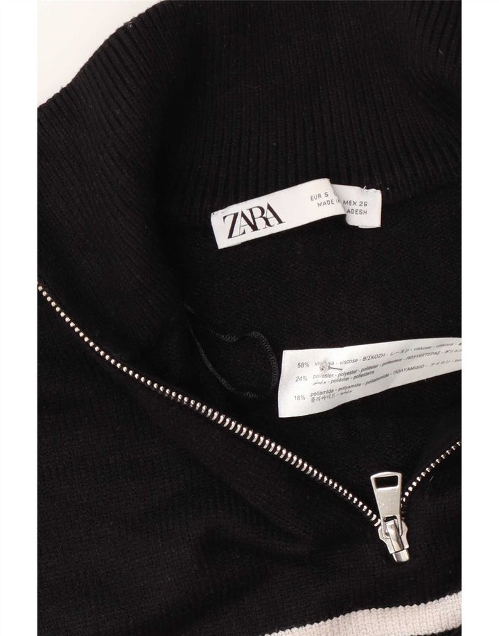 Zara Damen-Pullover, übergroß, mit Reißverschluss, Gr. 10, Größe S, Schwarz, gestreift